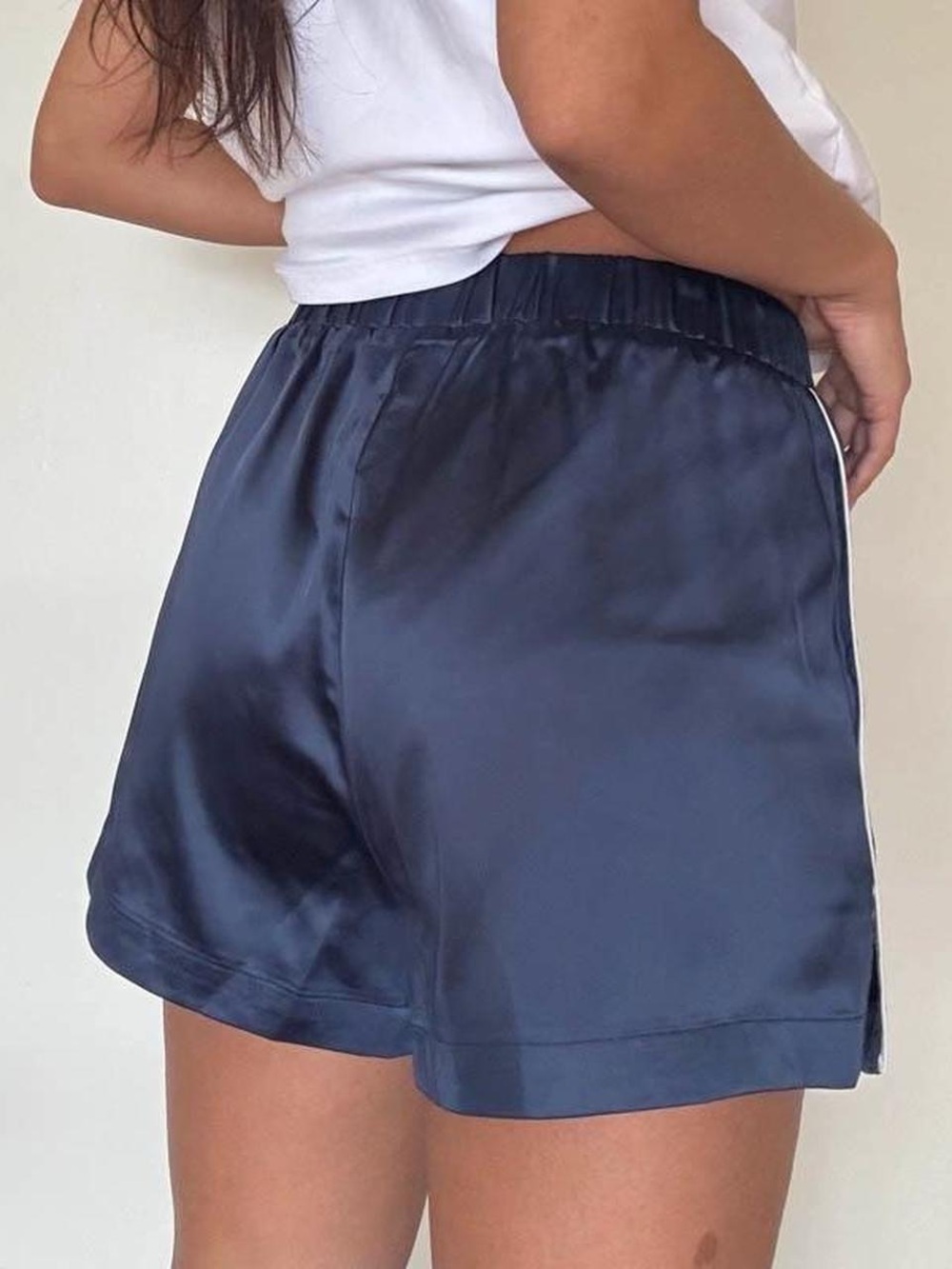Navy blue silk shorts